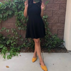 Knee Length High Neck Black Dress